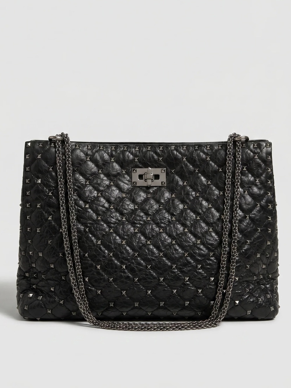 Valentino Garavani Black Quilted Studded Chain-Handle Shoulder Bag